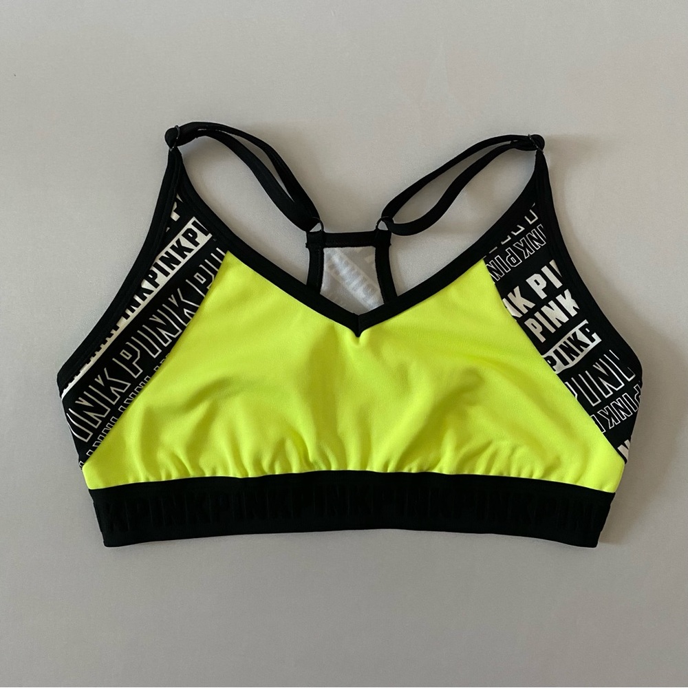 PINK Victoria's Secret Neon Yellow Ultimate Sports Bra Women's size Medium